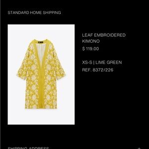 Leaf Embroidered Kimono in Lime Green - Zara